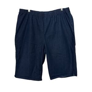 Roamans Womens Shorts 26W Dark Blue Stretch No Pockets Pull-On Style Elastic